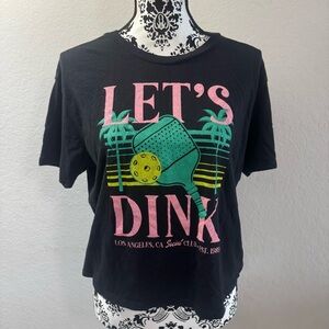 Rebellious One T-shirt Graphic Tee Crop Top Size L Large Black Let’s Dink